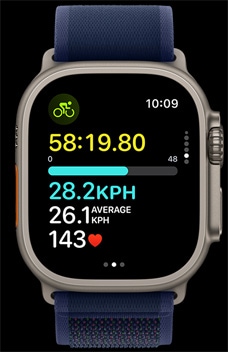 Apple?Watch?Ultra?2 arat? viteza unui ciclist.