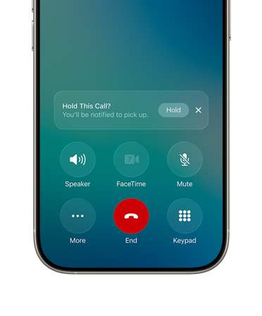 iPhone ekran?n?n alt yar?s?nda, yeni Tutma Yard?m? se?ene?iyle birlikte etkin bir arama ve Tutma dü?mesi bildirimi g?rünüyor 
