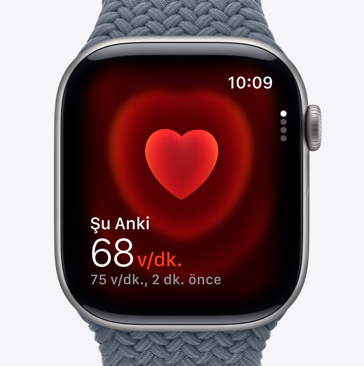 Apple Watch Series 11, alüminyum kasa, Uzay Grisi renk, Kalp At?? H?z? uygulamas?, ?u an dakikadaki vuru? say?s?