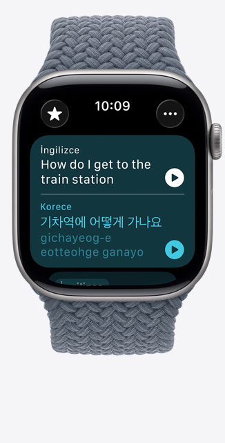 APPLE watch series 11, alüminyum kasa, uzay grisi renk, ?eviri uygulamas? ?ngilizceyi Koreceye ?eviriyor, ?rgü Solo Loop, demir mavisi renk