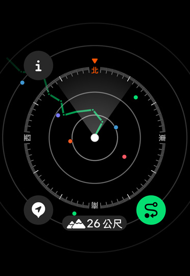 指南針 app 顯示山友經(jīng)過的路徑。