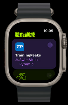 Apple Watch Ultra 2 顯示 TrainingPeaks app 的畫面。