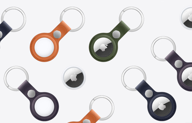 Наб?р AirTag ? AirTag ?з брелоком ?з к?льцем ?з тканини FineWoven Key Ring у р?зних кольорах, як-от помаранчевий, глибокий зелений, глибокий син?й, ?ожина? ? чорний