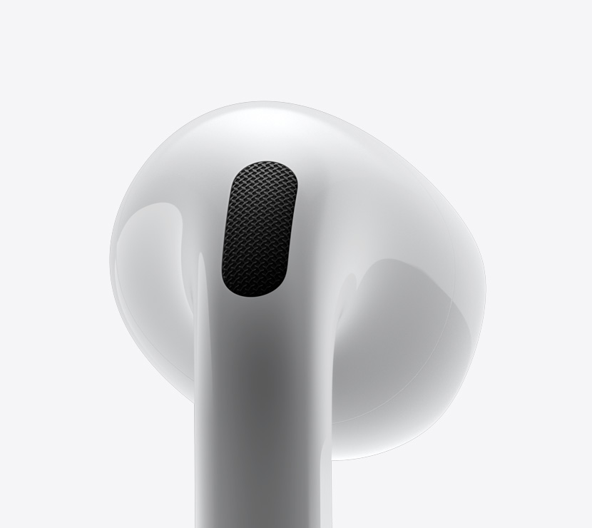 AirPods 4 的側(cè)面特寫。
