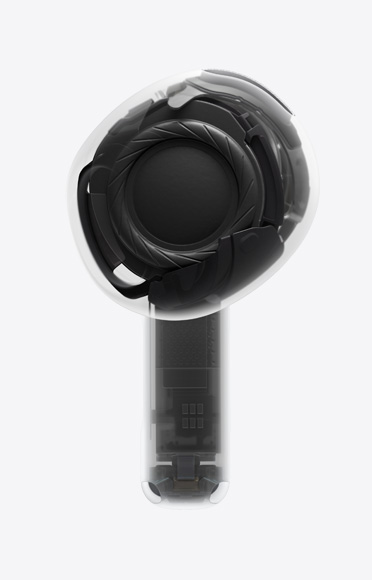 單邊 AirPod 4，耳筒柄內(nèi)配備 H2 晶片。