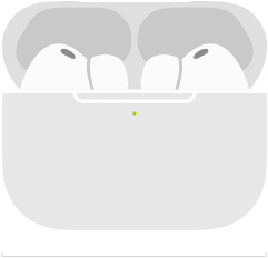 Skizze von AirPods Pro 3 im MagSafe Ladecase (USB-C), gerundetes Case von aussen, LED Ladeanzeige, ge?ffnetes Case, Breite in Millimeter