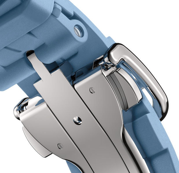 Apple Watch Hermès Series 11 Kilim band, bleu pastel colour, silver buckle