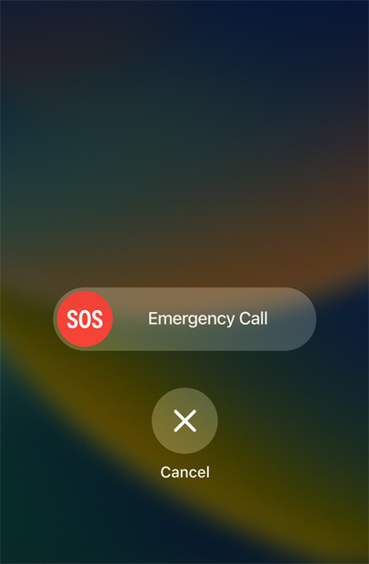 En iPhone-skjerm viser N?danrop (SOS).