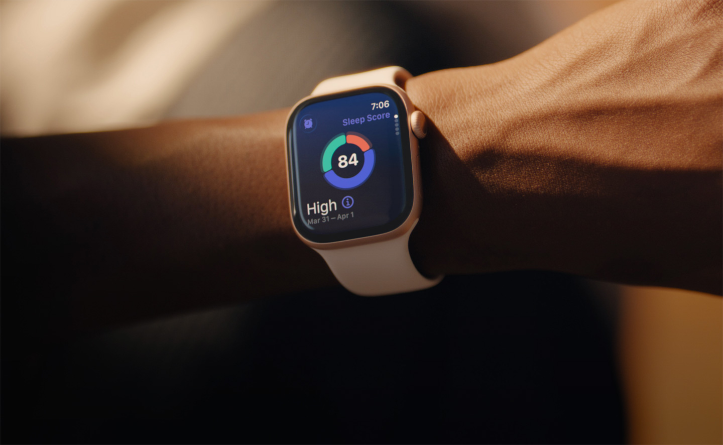 A person checks their Sleep Score on Apple Watch Series 11.
