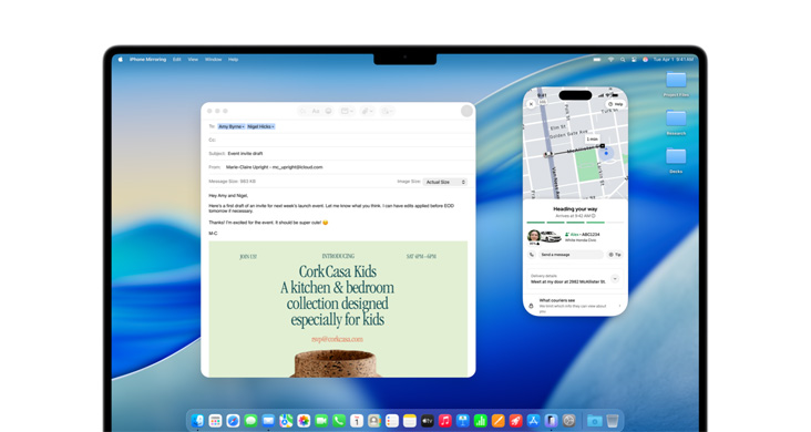 Duplicación del iPhone y la app DoorDash en la pantalla de un MacBook Pro con chip M4.