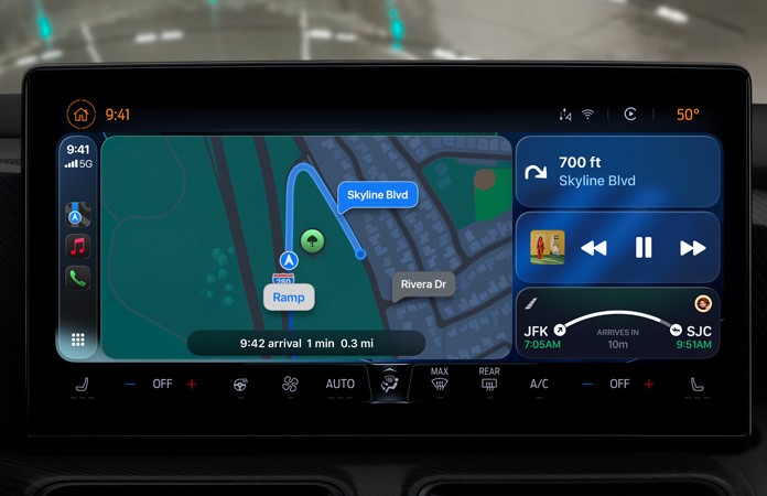 CarPlay in een voertuig met de nadruk op het nieuwe ontwerp
