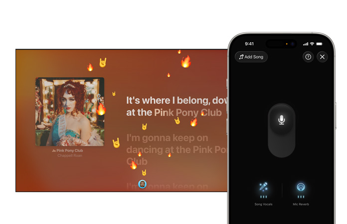 Az Apple Music appban Chappell Roan Pink Pony Club cím? dalának sz?vege jelenik meg