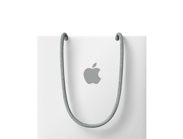 Bílá ta?ka Apple, ?edé ?ň?rky na dr?ení, vycentrované logo Apple