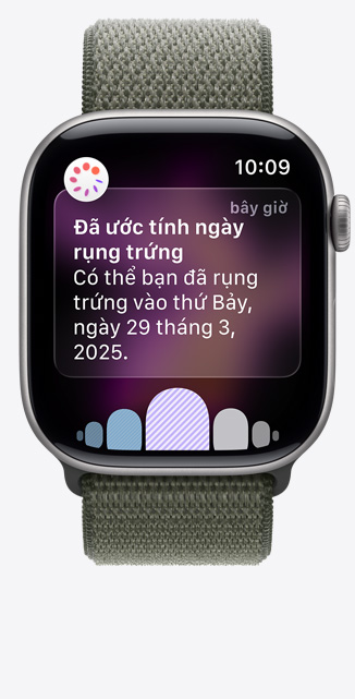 Góc chính di?n màn hình ?ng d?ng Theo D?i Chu K? trên Apple Watch Series 10 hi?n th? Thay ??i Gi?c Ng?.